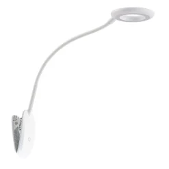 Prios LED klemlamp Harumi, wit, oplaadbare batterij, USB, 51 cm hoog