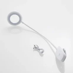 Prios LED klemlamp Harumi, wit, oplaadbare batterij, USB, 51 cm hoog