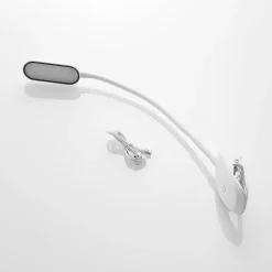 Prios LED klemlamp Najari, hoogte 51 cm, wit, oplaadbare batterij, USB