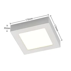 Prios LED plafondlamp Alette, zilver, 17,2 cm, dimbaar