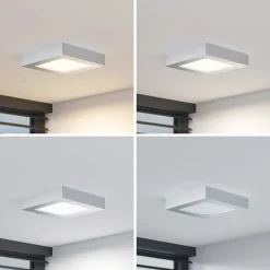 Prios LED plafondlamp Alette, zilver, 17,2 cm, dimbaar