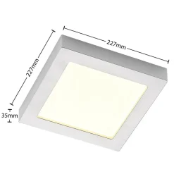 Prios LED plafondlamp Alette, zilver, 22.7cm, 24W, dimbaar