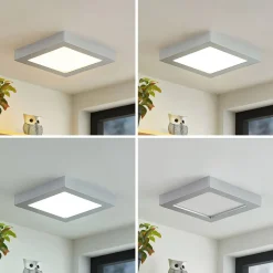 Prios LED plafondlamp Alette, zilver, 22.7cm, 24W, dimbaar