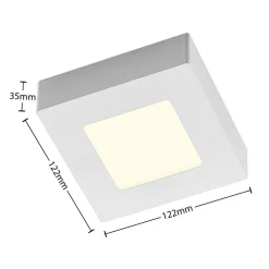 Prios LED plafondlamp Alette, wit, 12,2 cm, dimbaar