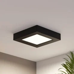 Prios LED plafondlamp Alette, zwart, 12 W, CCT, dimbaar