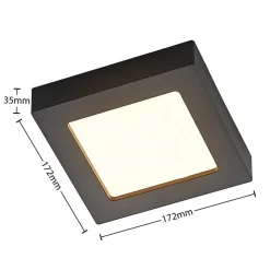 Prios LED plafondlamp Alette, zwart, 12 W, CCT, dimbaar