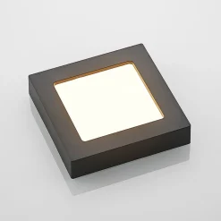 Prios LED plafondlamp Alette, zwart, 12 W, CCT, dimbaar