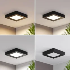 Prios LED plafondlamp Alette, zwart, 12 W, CCT, dimbaar