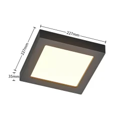 Prios LED plafondlamp Alette, zwart, 18 W, CCT, dimbaar