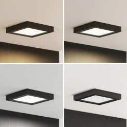 Prios LED plafondlamp Alette, zwart, 18 W, CCT, dimbaar