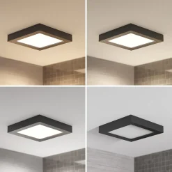 Prios LED plafondlamp Alette, zwart, 24 W, CCT, dimbaar