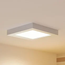 Prios LED plafondlamp Alette, zilver, 22,7cm, 18W, dimbaar