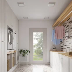 Prios LED plafondlamp Alette, zilver, 22,7cm, 18W, dimbaar