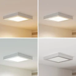 Prios LED plafondlamp Alette, zilver, 22,7cm, 18W, dimbaar