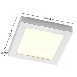 Prios LED plafondlamp Alette, zilver, 22,7cm, 18W, dimbaar