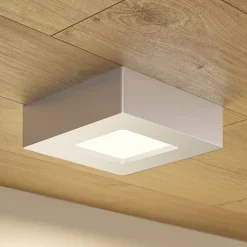 Prios LED plafondlamp Alette, zilver, 12,2 cm, dimbaar