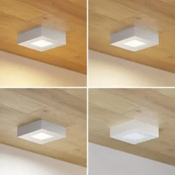 Prios LED plafondlamp Alette, zilver, 12,2 cm, dimbaar