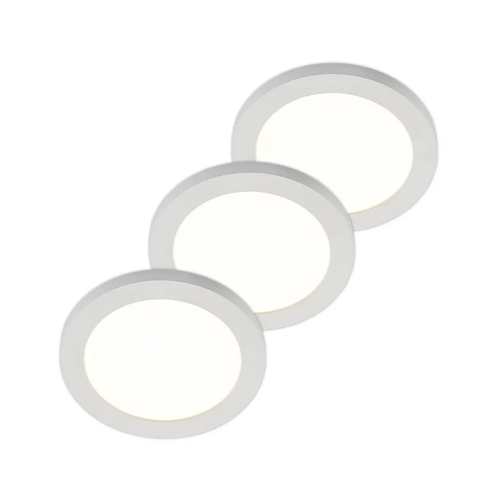 Prios LED plafondlamp Aureka, set van 3, sensor, Ø 23 cm, wit