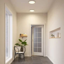 Prios LED plafondlamp Aureka, Ø 33 cm, zilver, metaal