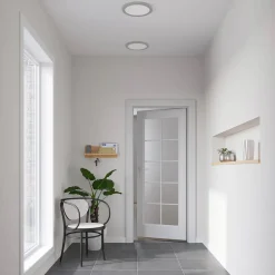 Prios LED plafondlamp Aureka, Ø 33 cm, zilver, metaal