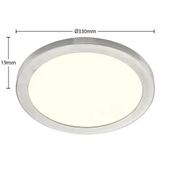 Prios LED plafondlamp Aureka, Ø 33 cm, zilver, metaal