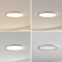 Prios LED plafondlamp Aureka, Ø 33 cm, zilver, metaal
