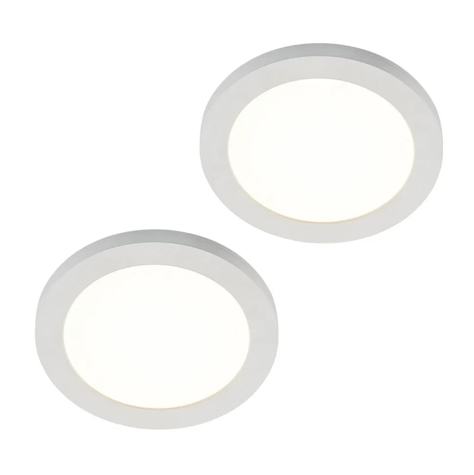 Prios LED plafondlamp Aureka, set van 2, sensor, Ø 23 cm, wit