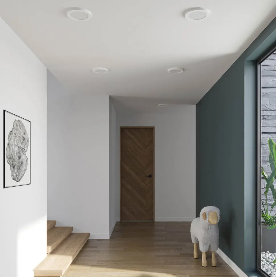 Prios LED plafondlamp Aureka, set van 2, sensor, Ø 23 cm, wit