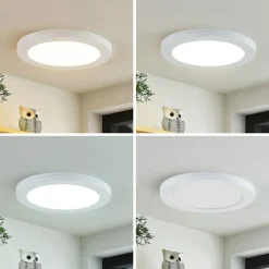 Prios LED plafondlamp Aureka, set van 2, sensor, Ø 23 cm, wit