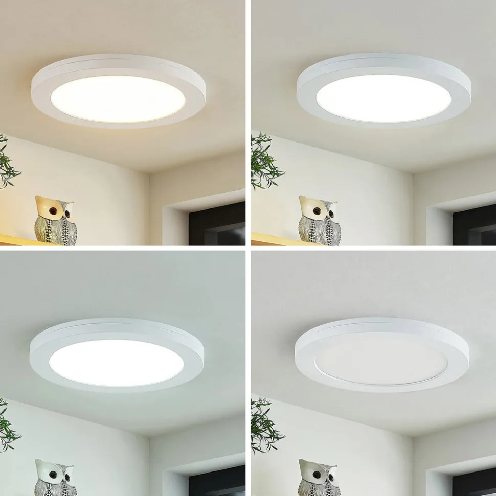 Prios LED plafondlamp Aureka, set van 2, sensor, Ø 23 cm, wit