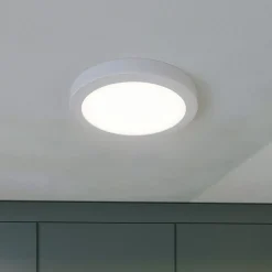 Prios LED plafondlamp Aureka, bewegingsmelder, Ø 23 cm, wit