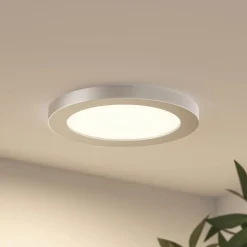 Prios LED plafondlamp Aureka, Ø 23 cm, zilver, metaal