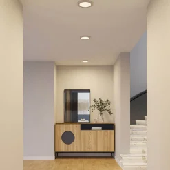 Prios LED plafondlamp Aureka, Ø 23 cm, zilver, metaal