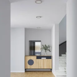 Prios LED plafondlamp Aureka, Ø 23 cm, zilver, metaal