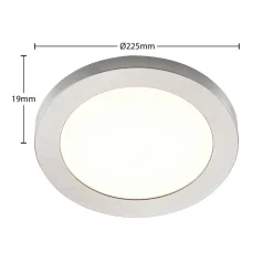 Prios LED plafondlamp Aureka, Ø 23 cm, zilver, metaal