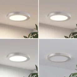 Prios LED plafondlamp Aureka, Ø 23 cm, zilver, metaal