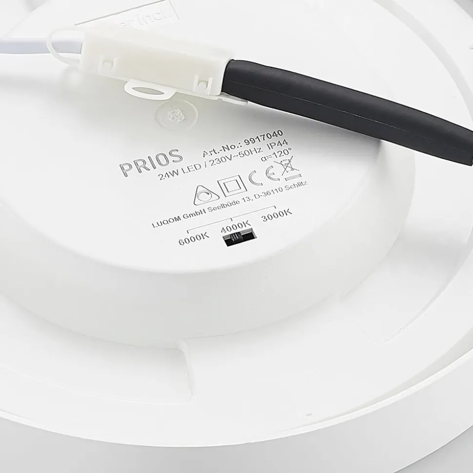 Prios LED plafondlamp Edwina, wit, 25 cm, CCT, IP44