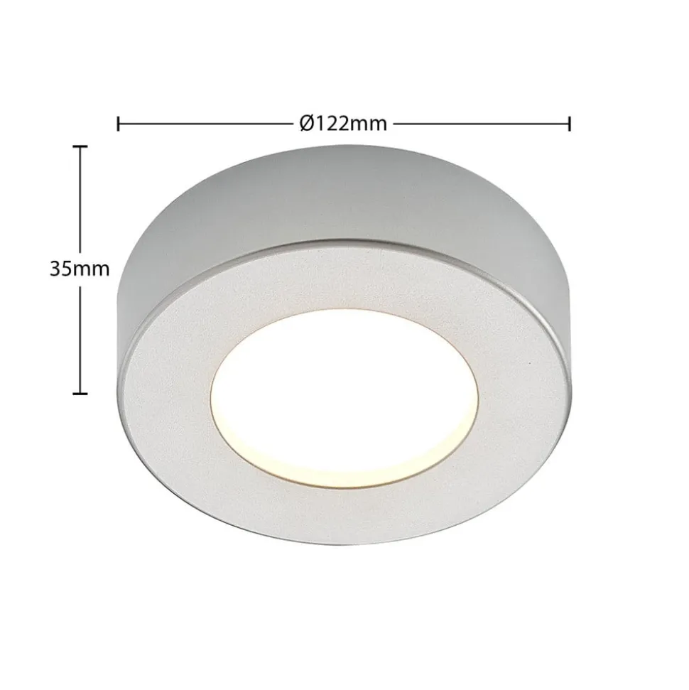 Prios LED plafondlamp Edwina, zilver, 12 cm, CCT, IP44