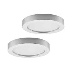 Prios LED plafondlamp Edwina, zilver, 25 cm, set van 2