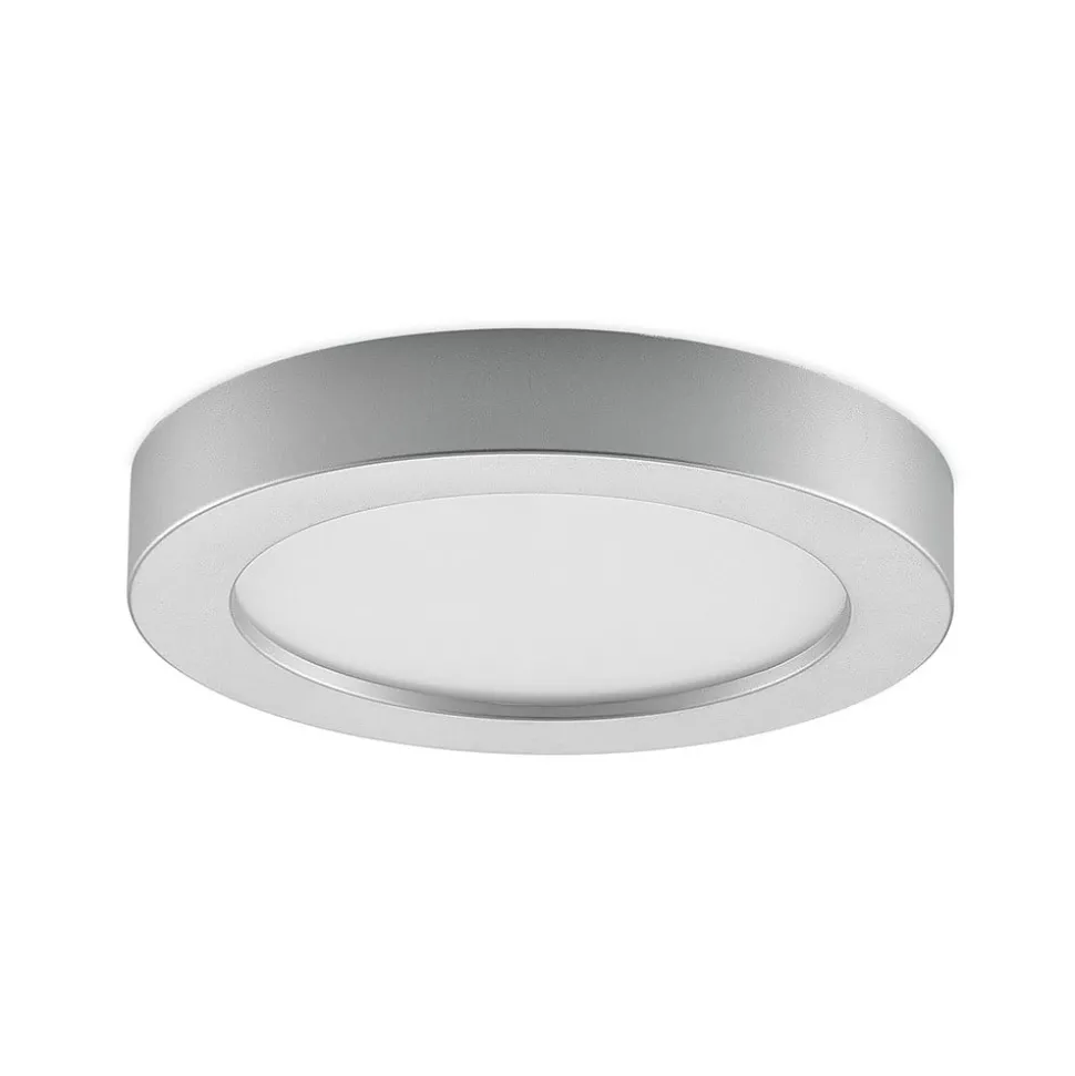 Prios LED plafondlamp Edwina, zilver, 23 cm, CCT, IP44