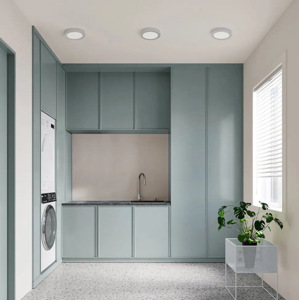 Prios LED plafondlamp Edwina, zilver, 23 cm, CCT, IP44