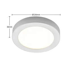 Prios LED plafondlamp Edwina, zilver, 23 cm, CCT, IP44