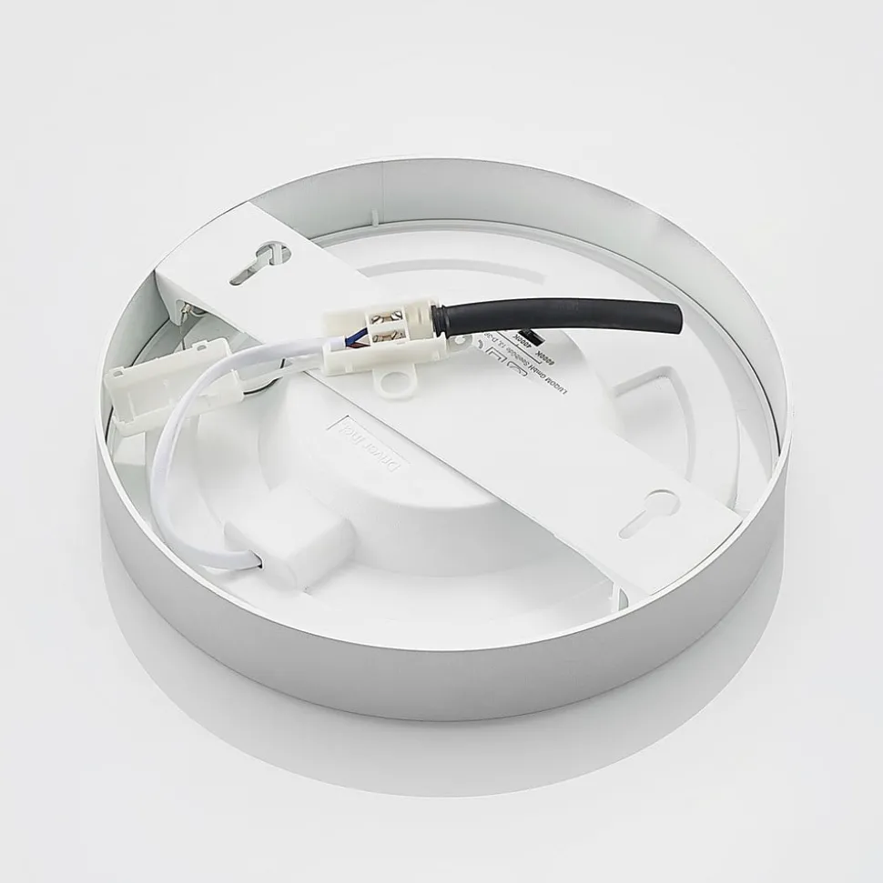 Prios LED plafondlamp Edwina, zilver, 23 cm, CCT, IP44