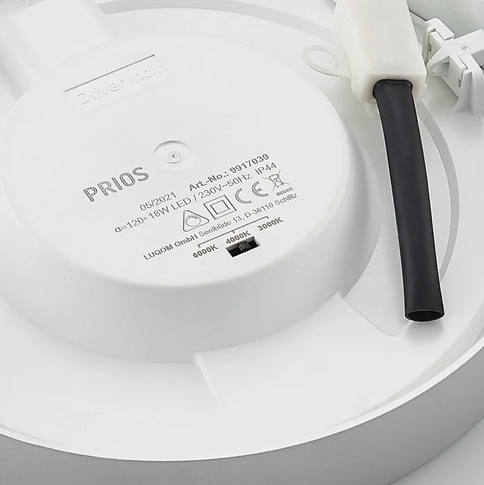 Prios LED plafondlamp Edwina, zilver, 23 cm, CCT, IP44