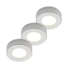 Prios LED plafondlamp Edwina, zilver, 12 cm, set van 3