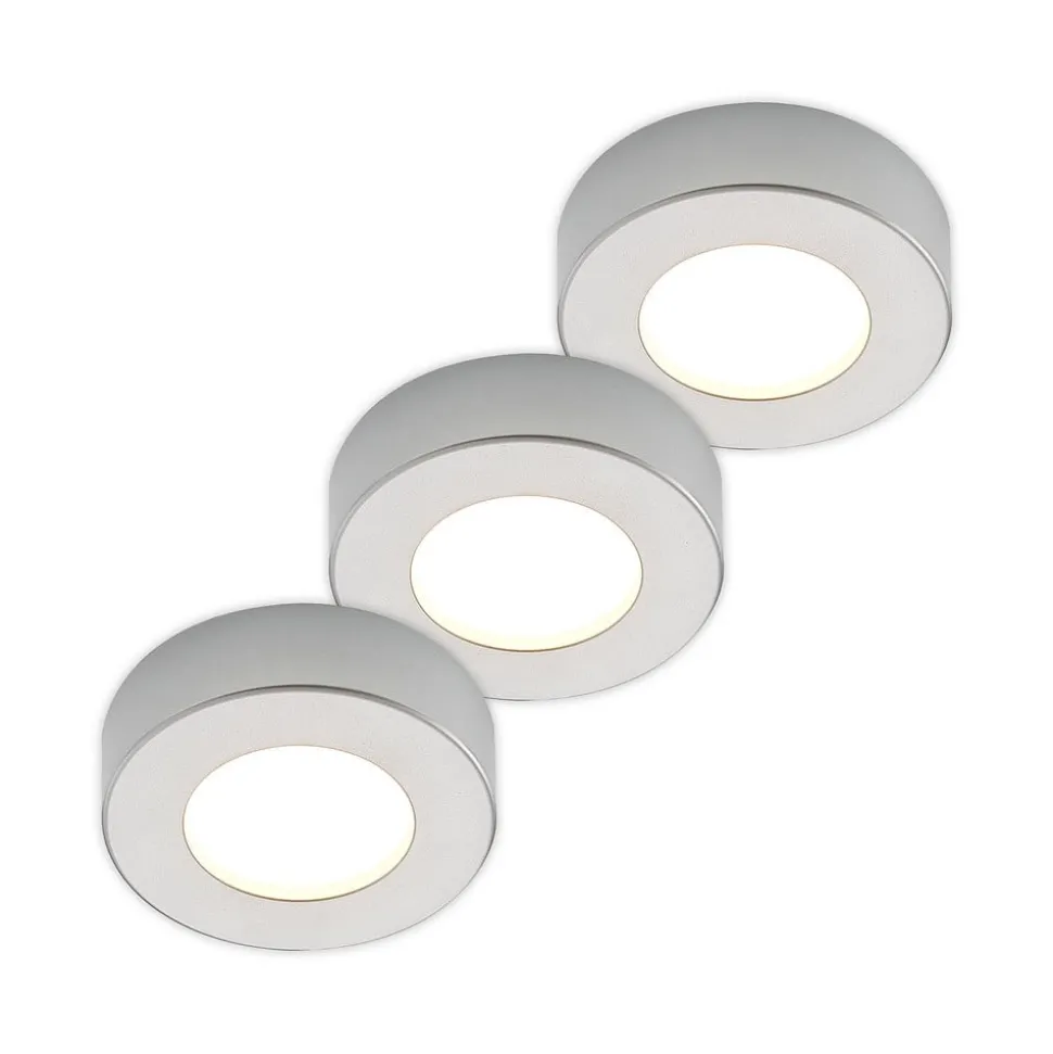 Prios LED plafondlamp Edwina, zilver, 12 cm, set van 3