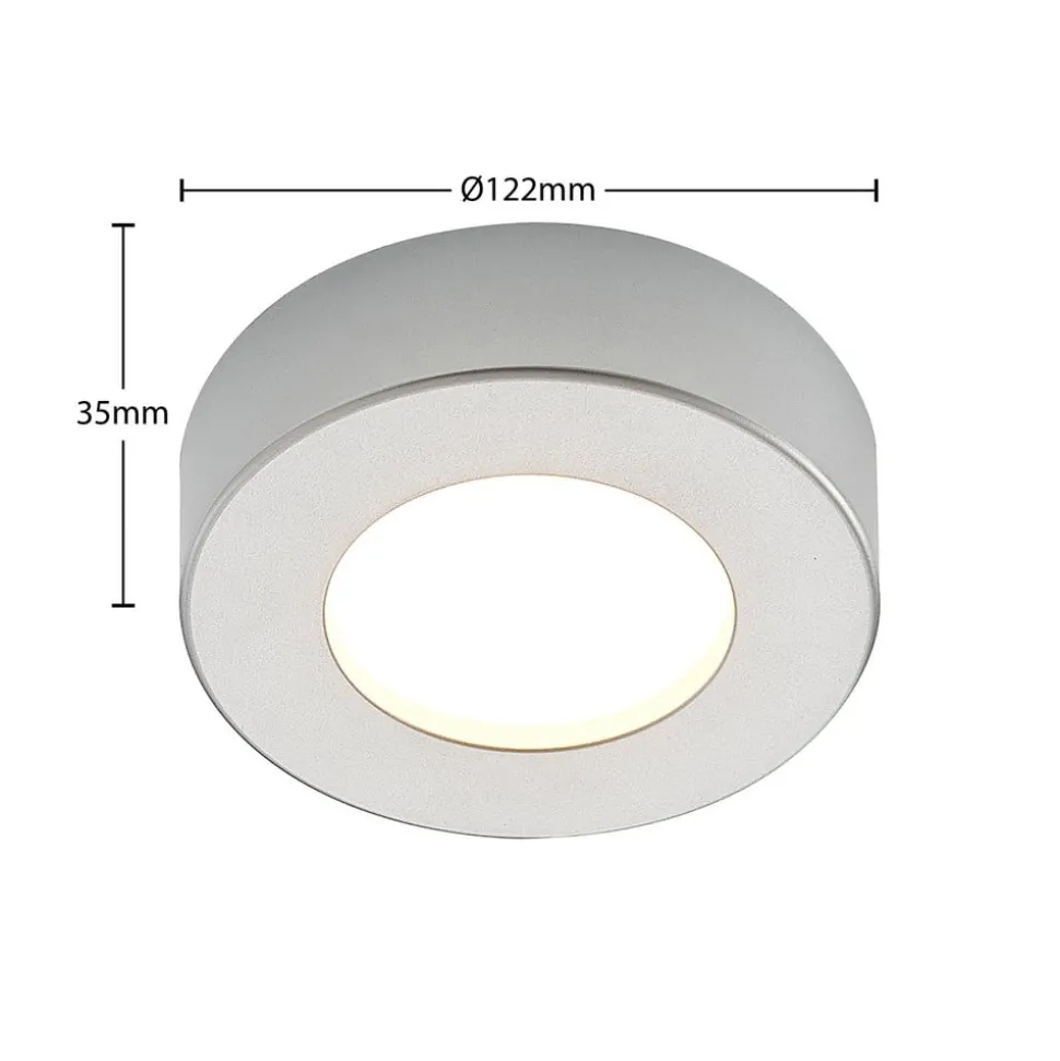 Prios LED plafondlamp Edwina, zilver, 12 cm, set van 3