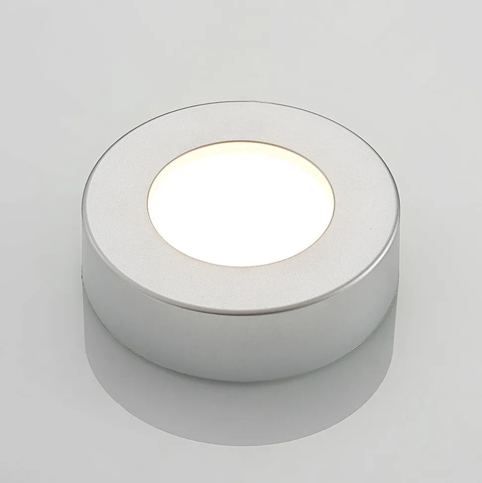 Prios LED plafondlamp Edwina, zilver, 12 cm, set van 3