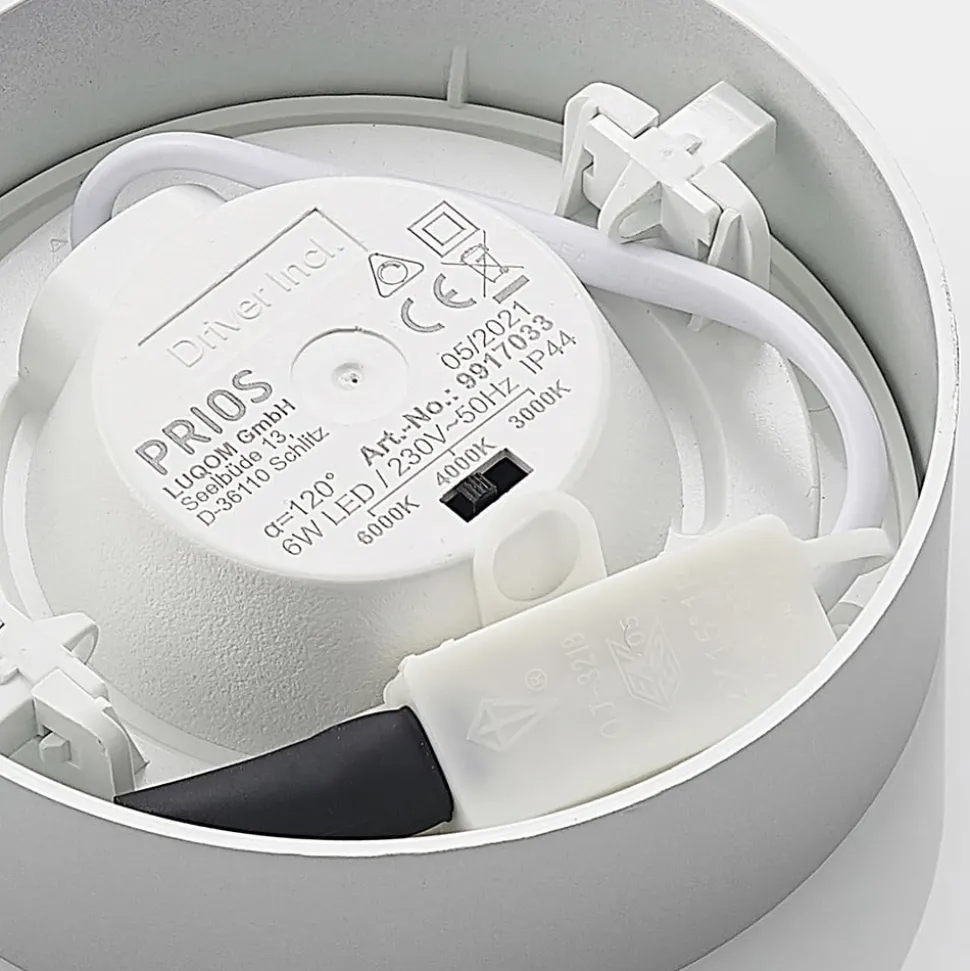 Prios LED plafondlamp Edwina, zilver, 12 cm, set van 3