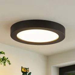 Prios LED plafondlamp Edwina, zwart, 23 cm, CCT, IP44